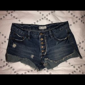 Free People Denim Button Up Shorts